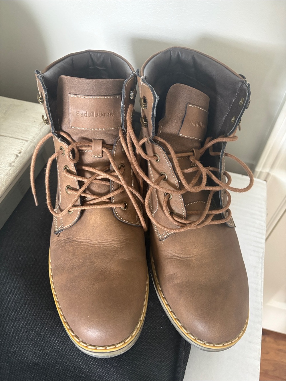 Saddlebred Men's Tan Brown Lace-Up Work Boots